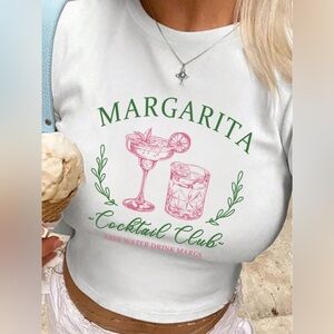 Casual T Shirt crop Margaritas white